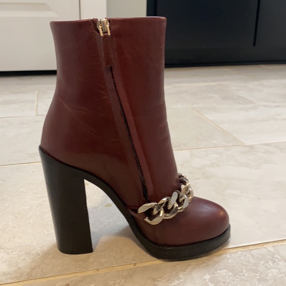 Burgundy Givenchy Chain Embellished Boots - Picture 7 of 9